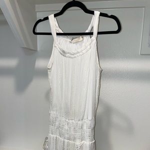 Ramy Brook White & Gold Smocked Waist Mini Dress - XS